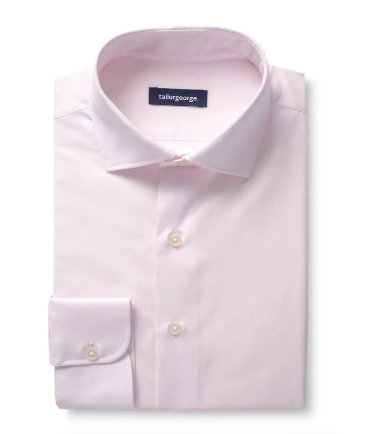 Chemise en popeline uni rose pâle