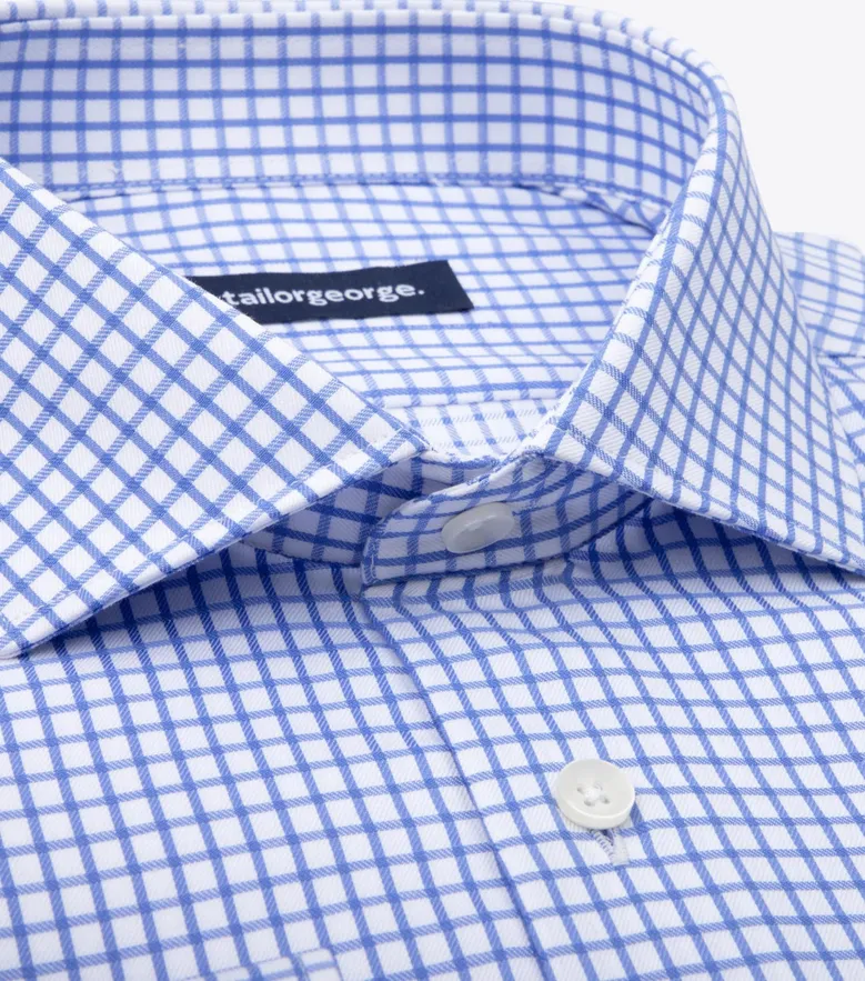 Chemise en twill à carreaux bleu ciel