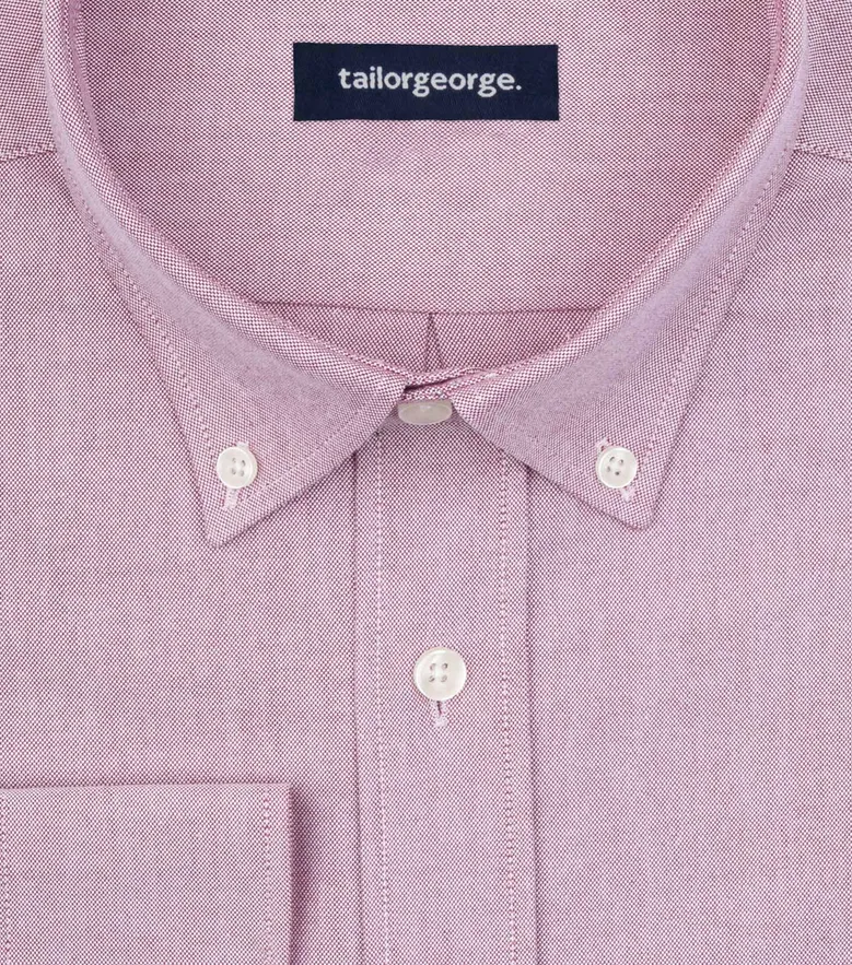 Chemise en Oxford américain épais uni rose dragée