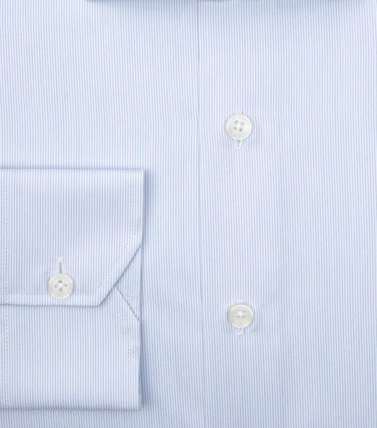 Chemise en popeline à rayures bleu ciel facile à repasser
