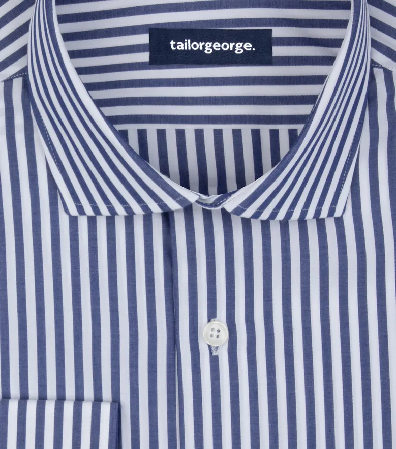 Chemise en popeline à rayures bleues