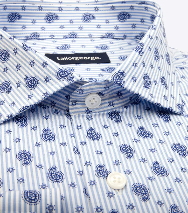 Chemise en popeline imprimée bleue